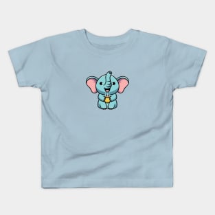 Cute elephant enjoying hot chocolate Kids T-Shirt